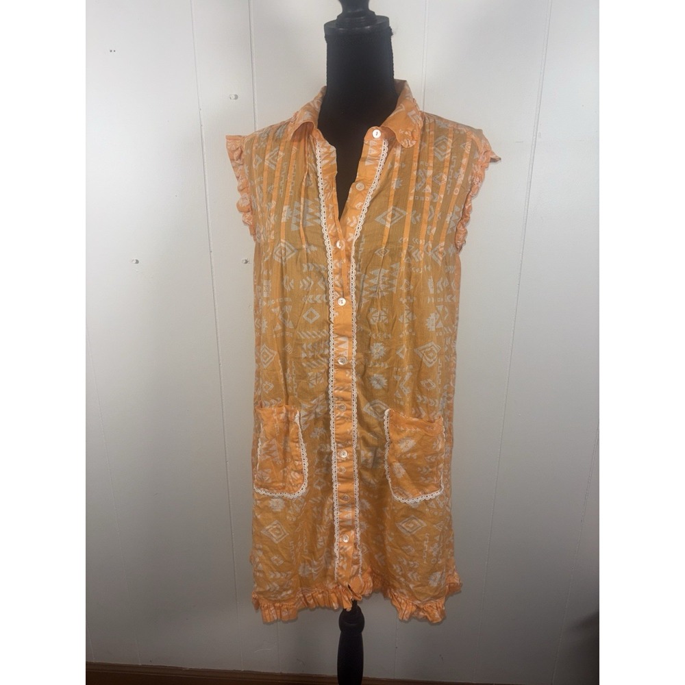 bohera‎ kimberly geometric dress orange small cotton orange small